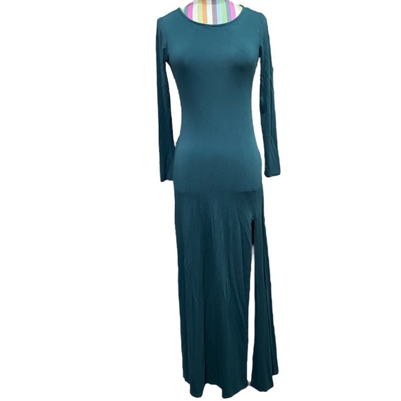 Lulus Swept Away Forest Green Long Sleeve Maxi Dress 0942 - Picture 3 of 8